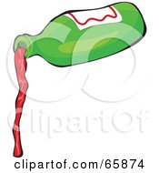 Royalty Free RF Clipart Illustration Of A Green Bottle Pouring Red Wine Over White