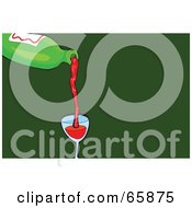 Poster, Art Print Of Green Bottle Pouring Red Wine Over Green