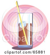 Royalty Free RF Clipart Illustration Of A Tall Glass Of Soda And Ice With Pink Circles by Prawny