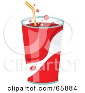 Fountain Soda In A Red Cup With A Straw