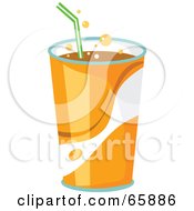 Royalty Free RF Clipart Illustration Of Fountain Soda In An Orange Cup With A Straw by Prawny