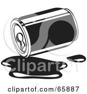 Royalty Free RF Clipart Illustration Of A Black And White Spill By A Soda Can