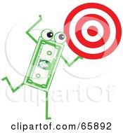 Poster, Art Print Of Banknote Character Carrying A Target