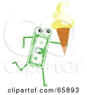Poster, Art Print Of Banknote Character Carrying An Ice Cream Cone