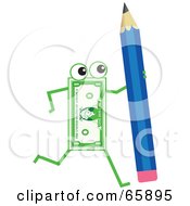 Poster, Art Print Of Banknote Character Carrying A Pencil