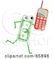 Poster, Art Print Of Banknote Character Carrying A Cell Phone
