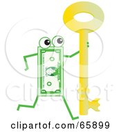 Banknote Character Carrying A Skeleton Key