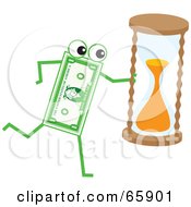 Poster, Art Print Of Banknote Character Carrying An Hourglass
