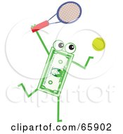 Banknote Character Playing Tennis