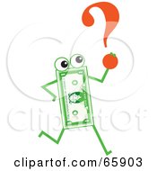 Banknote Character Carrying A Question Mark
