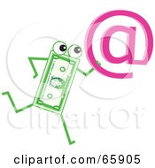 Banknote Character Carrying A Pink At Symbol