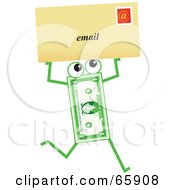 Poster, Art Print Of Banknote Character Carrying An Email Envelope