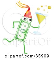 Banknote Character Carrying Champagne At A Party