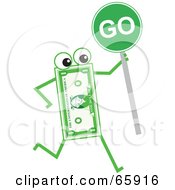 Banknote Character Holding A Go Sign