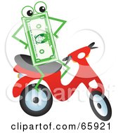 Poster, Art Print Of Banknote Character Riding A Scooter