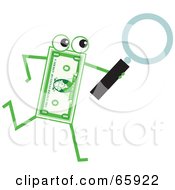 Banknote Character Carrying A Magnifying Glass