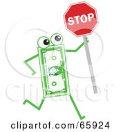 Poster, Art Print Of Banknote Character Holding A Stop Sign