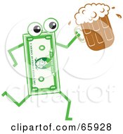 Banknote Character Carrying A Beer