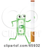Royalty Free RF Clipart Illustration Of A Banknote Character Carrying A Cigarette