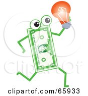 Banknote Character Carrying A Light Bulb
