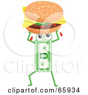 Banknote Character Carrying A Cheeseburger
