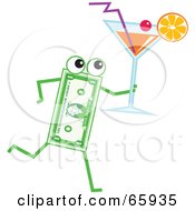 Poster, Art Print Of Banknote Character Carrying A Cocktail