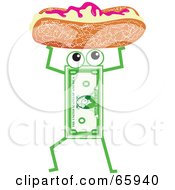 Royalty Free RF Clipart Illustration Of A Banknote Character Carrying A Bun