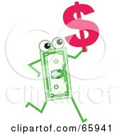 Poster, Art Print Of Banknote Character Carrying A Dollar Symbol