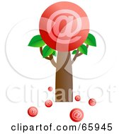 Poster, Art Print Of Tree With A Giant Arobase And At Symbol Fruits