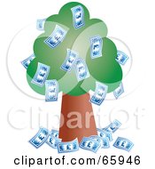Royalty Free RF Clipart Illustration Of A Lush Green Tree Growing Pound Bank Notes by Prawny