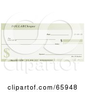 Tan Dollar Cheque With Dollar Symbols