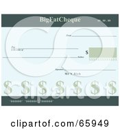 Royalty Free RF Clipart Illustration Of A Big Fat Cheque With Dollar Symbols