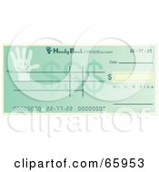 Green Hand Cheque With Dollar Symbols