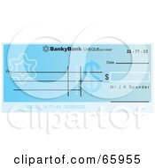Blue Flower And Dollar Symbol Cheque With Dollar Symbols