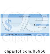 Blue Dollar Symbol Cheque With Dollar Symbols