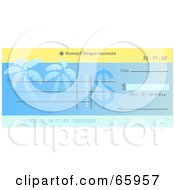 Poster, Art Print Of Blue Palm Tree Cheque With Dollar Symbols