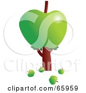 Royalty Free RF Clipart Illustration Of A Tree With A Giant Green Apple And Fruits On The Ground by Prawny