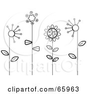 Royalty Free RF Clipart Illustration Of Tall Growing Black And White Flowers In A Garden