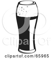 Royalty Free RF Clipart Illustration Of A Black And White Pint Of Ale