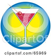 Poster, Art Print Of Cocktail Beverage Garnished With Fruit Over Colorful Circles