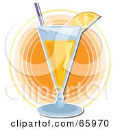 Poster, Art Print Of Cocktail Beverage Garnished With Fruit Over Orange Circles