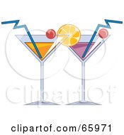 Poster, Art Print Of Two Cocktail Beverages Garnished With Fruit