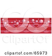 Poster, Art Print Of Red Border Of Champagne Glasses And Bubbles