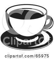 Royalty Free RF Clipart Illustration Of A Black And White Coffee Cup And Saucer