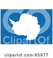 Royalty Free RF Clipart Illustration Of A White Antarctica Map On Blue