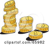 Poster, Art Print Of Small Stacks Of Golden Coins