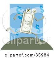 Poster, Art Print Of Running Dollar Man On A Hill