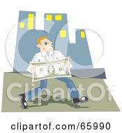 Poster, Art Print Of Successful Man Carrying A Large Dollar Bill In A City