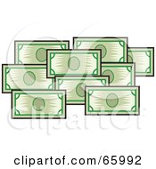 Royalty Free RF Clipart Illustration Of A Group Of Flat Green Bank Notes by Prawny