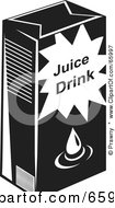 Royalty Free RF Clipart Illustration Of A Black And White Juice Box Carton